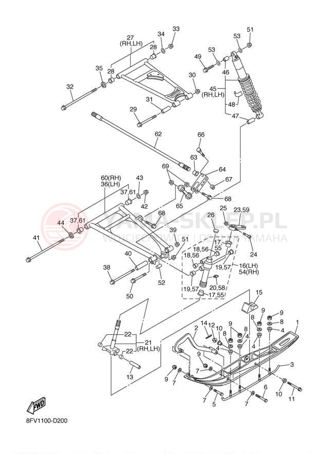 Schemat "płozy" do Yamaha RX-1 ER RX10RK/RX10RSK