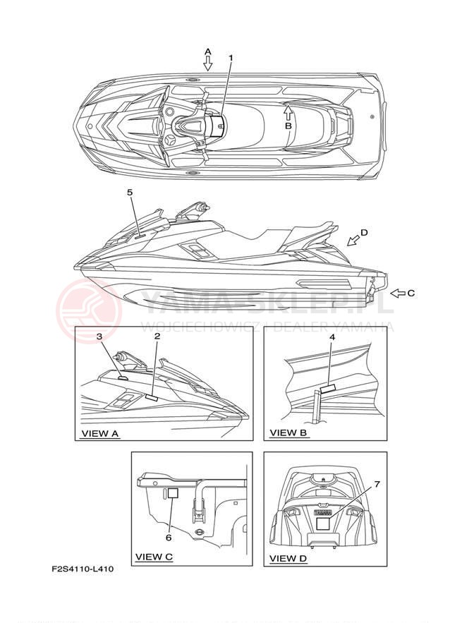 Schemat "naklejki" do Yamaha WAVE RUNNER FX SHO FA1800N