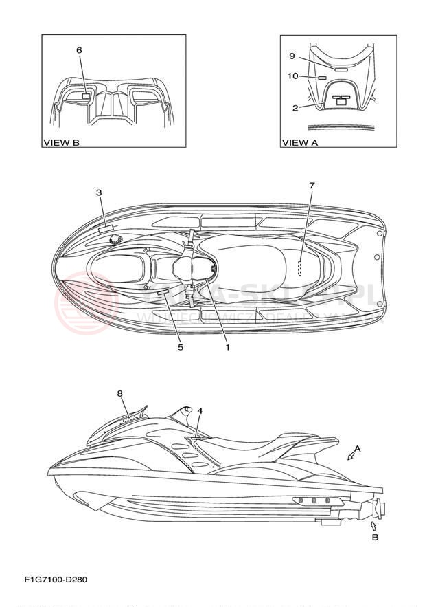 Schemat "naklejki" do Yamaha WaveRunner GP1300R GP1300E