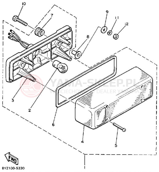 Schemat "Oświetlenie tył" do Yamaha ENTICER 340 ET340K