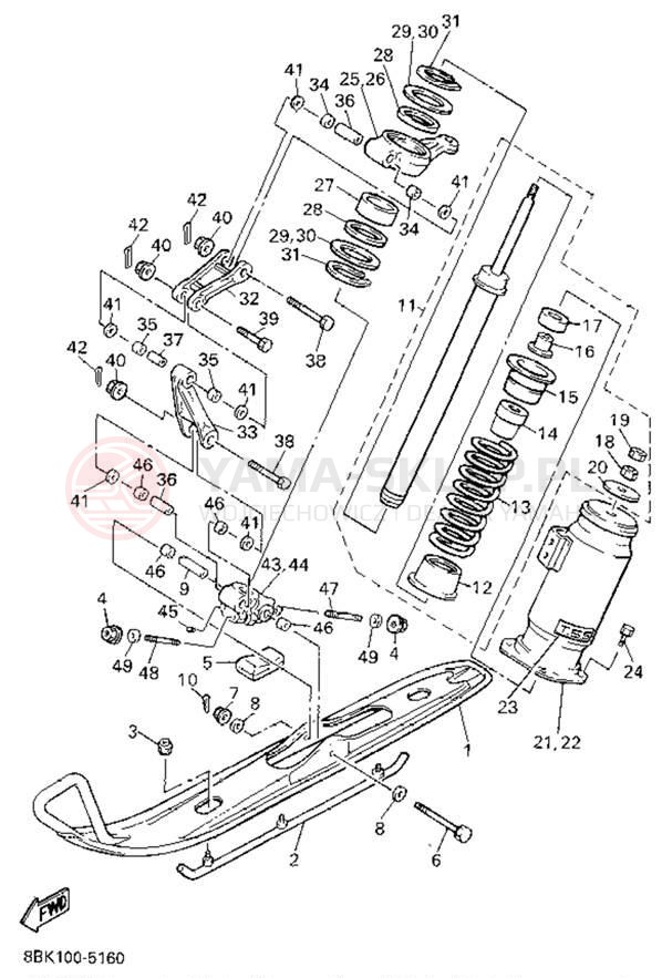Schemat "płozy" do Yamaha VENTURE XL VT480V