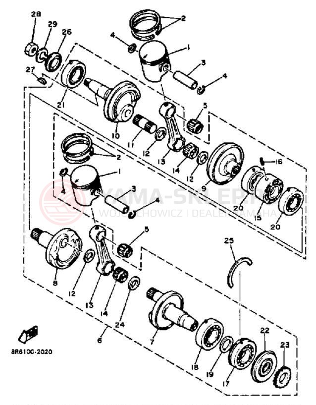 Schemat "Wał korbowy, tłok" do Yamaha SR540F