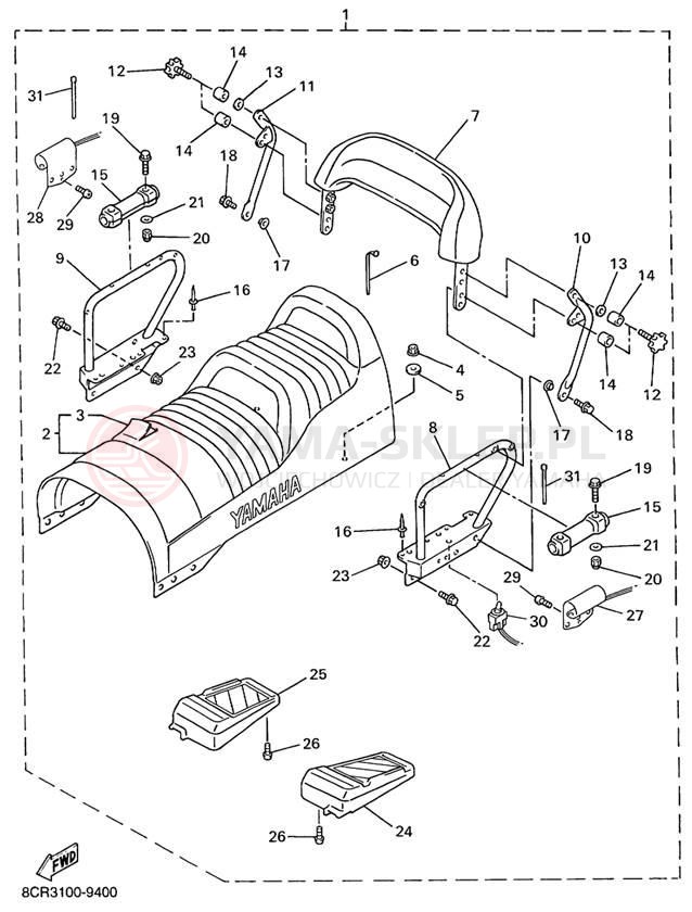 Schemat "siedzenie" do Yamaha VMAX 600 VX600C/VX500C