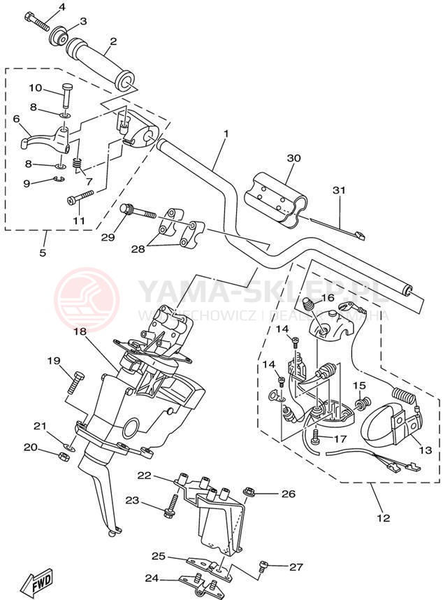 Schemat "Kierownica i osprzęt" do Yamaha WAVE RUNNER SUV1200 SV1200X