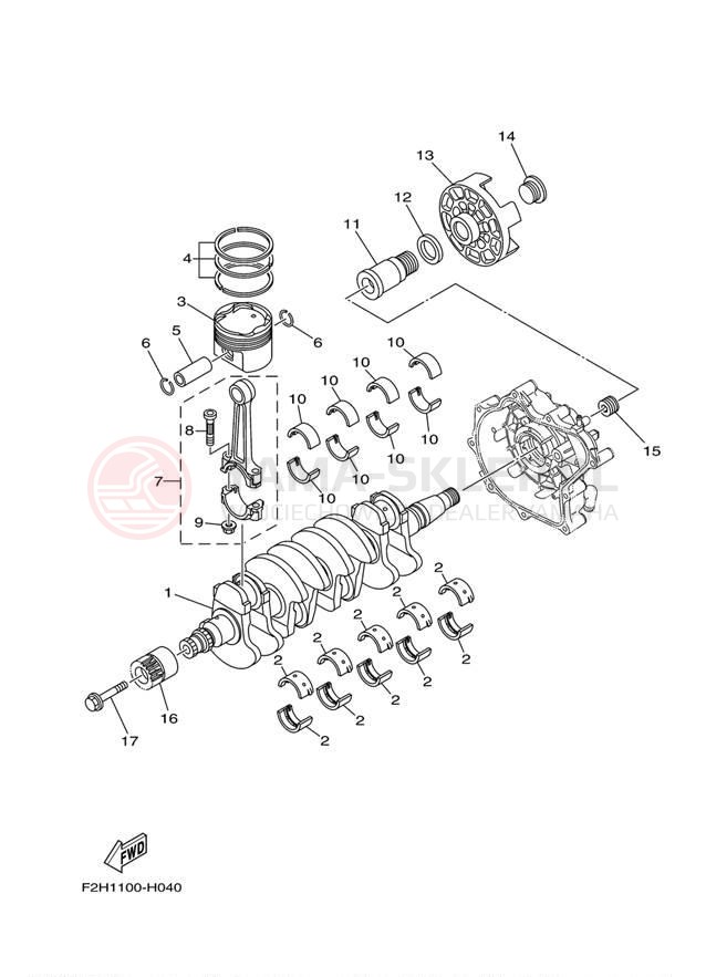 Schemat "Wał korbowy, tłok" do Yamaha VXS VX1800K
