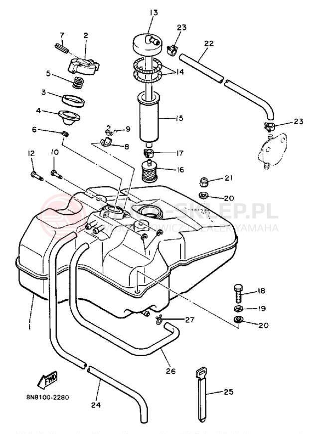 Schemat "zbiornik paliwa" do Yamaha SRV SR540N