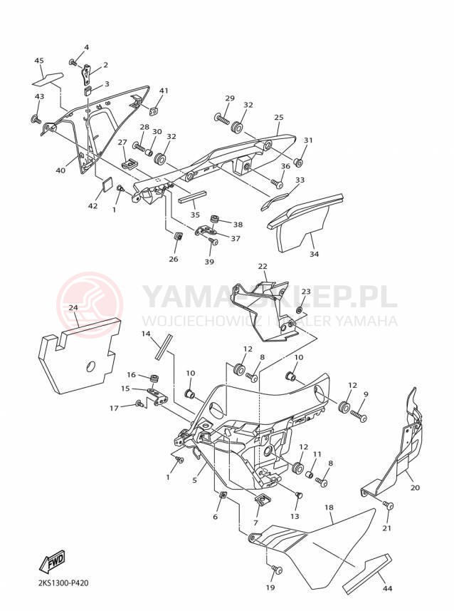 Schemat "elementy nadwozia" do Yamaha YZFR1M YZFR1MF/YZFR1MFC