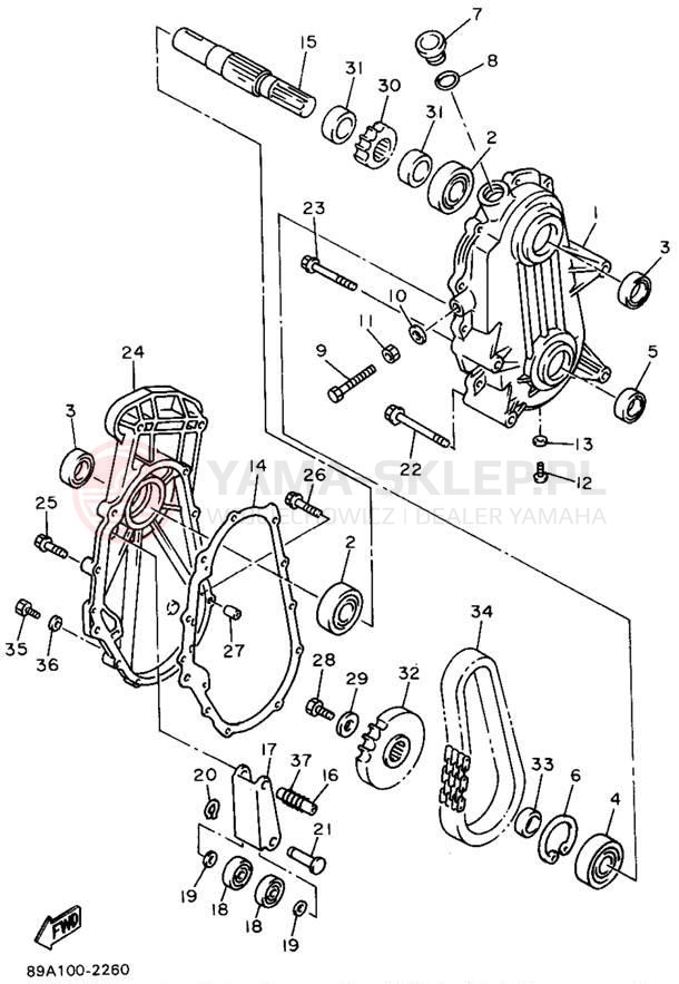 Schemat "Układ napędowy" do Yamaha VMAX-4 VX750U