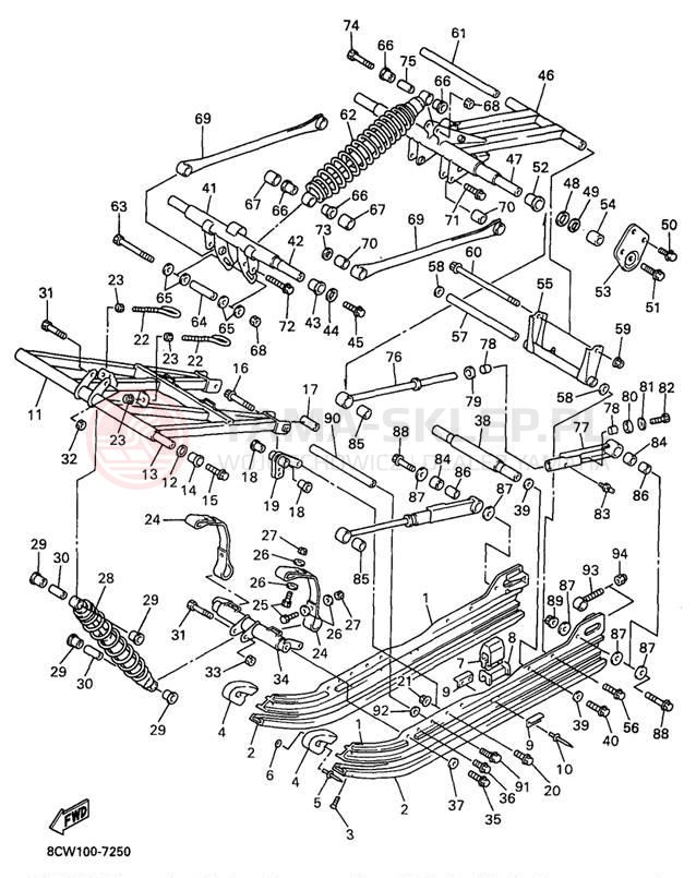 Schemat "Zawieszenie gąsiennicy" do Yamaha VENTURE 600 VT600A/VT500A