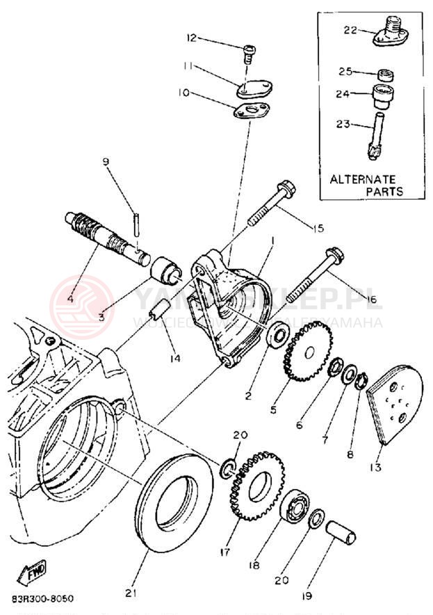 Schemat "przeniesienie napędu" do Yamaha VK540 VK540ER