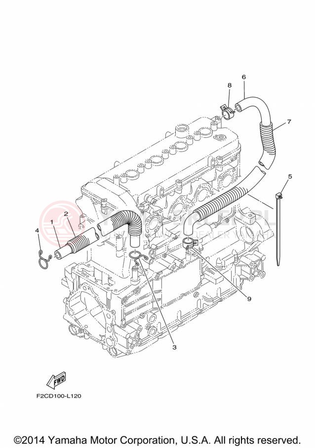 Schemat "Odpowietrzenie układu smarowania" do Yamaha WAVE RUNNER FX SHO FA1800P