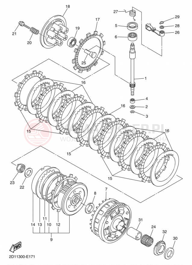 Schemat "sprzęgło" do Yamaha FZS1 FZS10FGY/FZS10FCGY