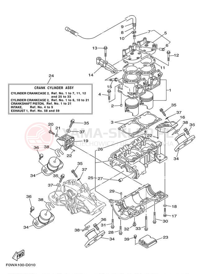 Schemat "Obudowa silnika - cylinder" do Yamaha WaveRunner GP800R GP800AD