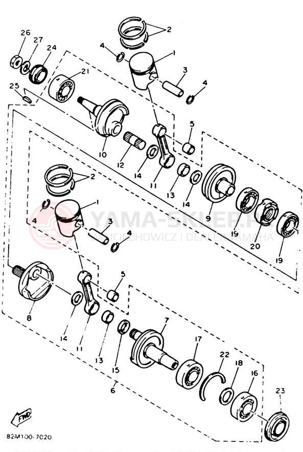 Schemat "Wał korbowy, tłok" do Yamaha EXCITER II EX570T