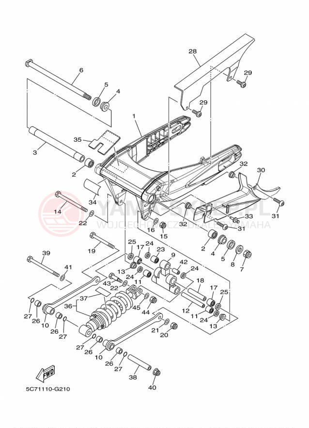 Schemat "wahacz, zawieszenie tył" do Yamaha RAIDER XV19CFCGY/XV19CFGY