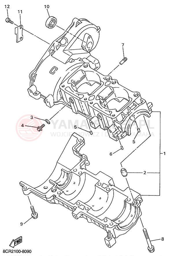 Schemat "Obudowa silnika" do Yamaha MOUNTAIN MAX 600 MM600PC