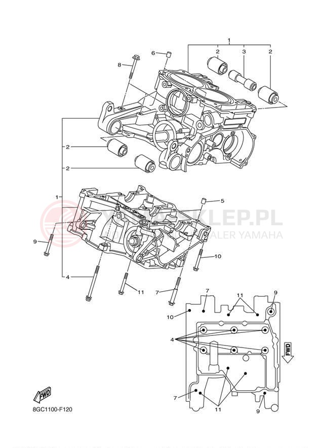 Schemat "Obudowa silnika" do Yamaha PHAZER GT PZ50GTZB