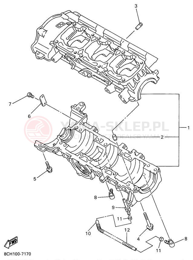 Schemat "Obudowa silnika" do Yamaha MOUNTAIN MAX 700 MM700A/MM600A