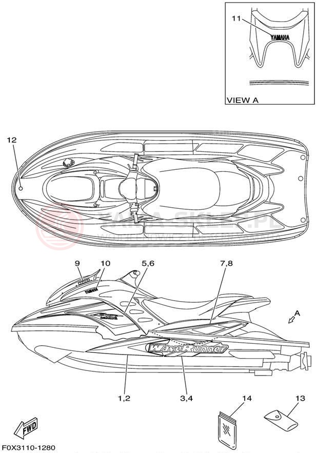 Schemat "naklejki" do Yamaha GP1200R GP1200AZ
