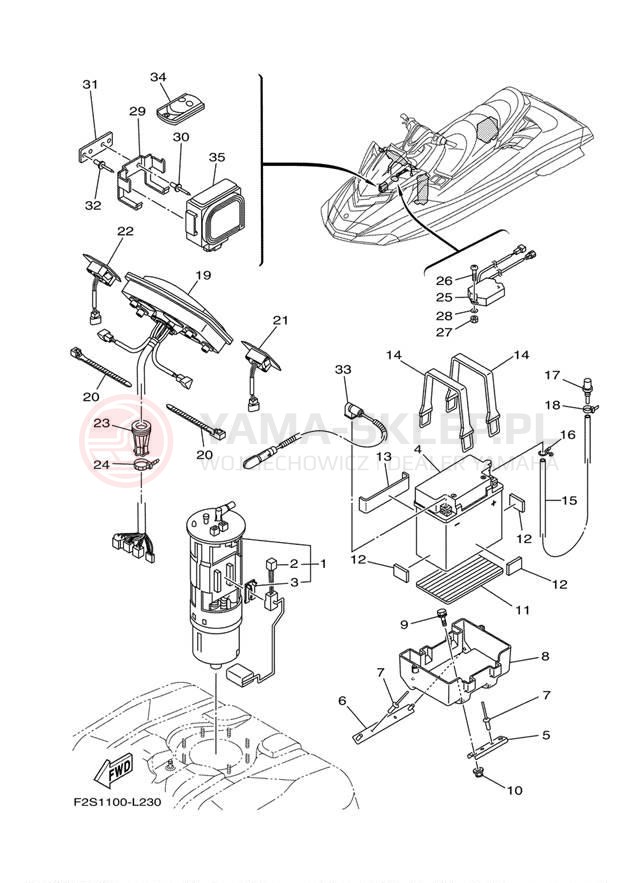 Schemat "układ elektryczny" do Yamaha FX CRUISER SHO FA1800AL
