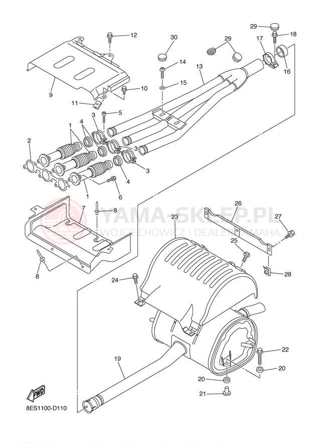 Schemat "Wydech końcowy" do Yamaha VECTOR ER RS90RL/RS90NRL