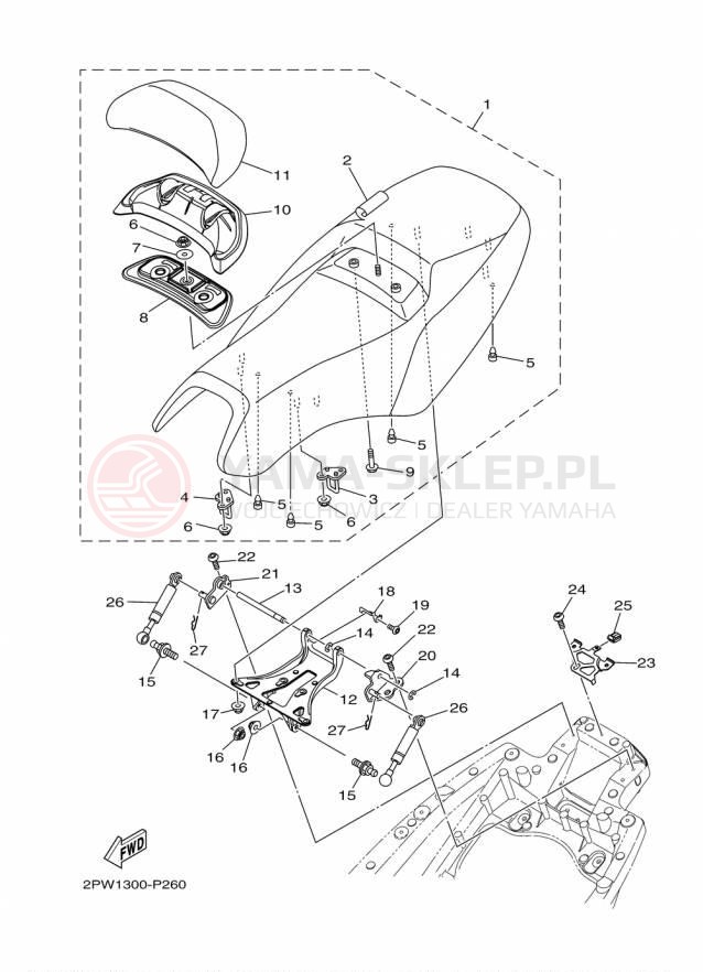 Schemat "siedzenie" do Yamaha TMAX XP500F