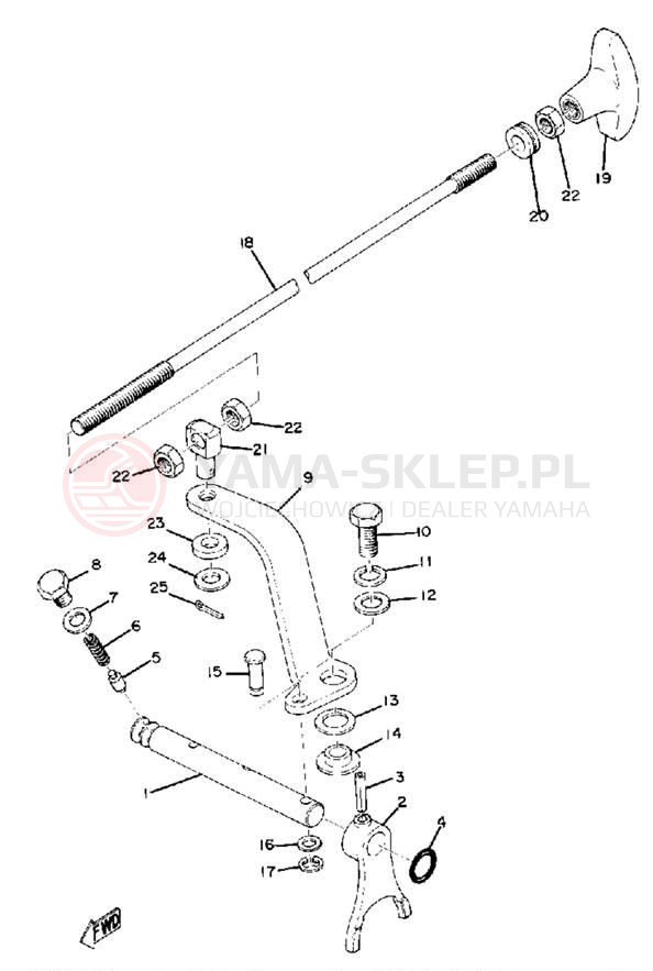 Schemat "Dźwignia zmiany biegów, wałek" do Yamaha PR440