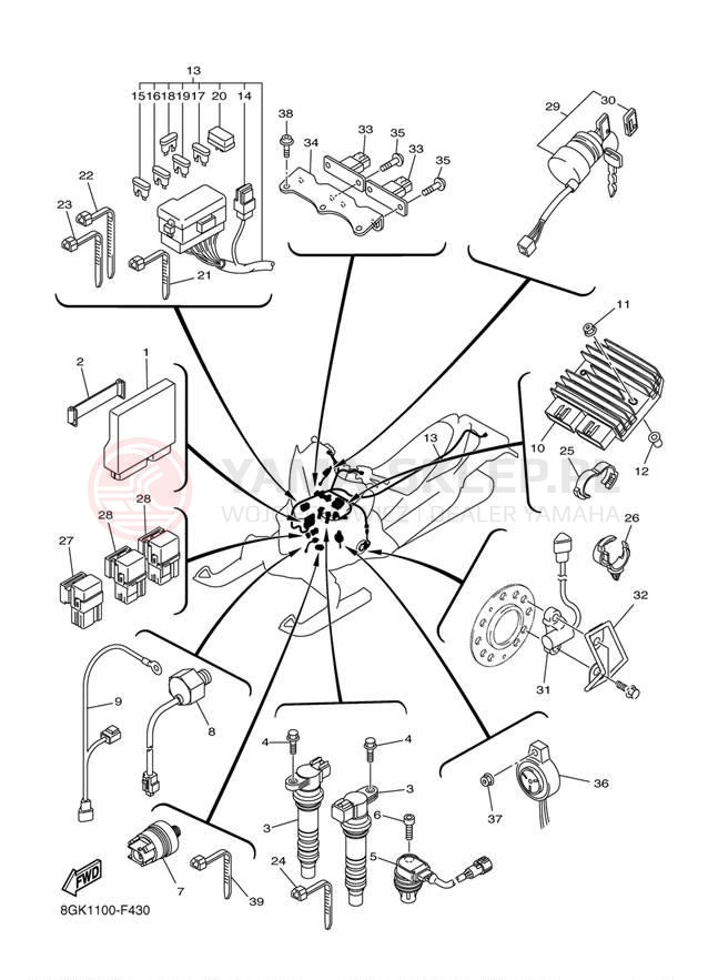 Schemat "układ elektryczny" do Yamaha PHAZER GT PZ50GTW