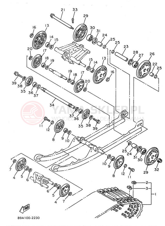 Schemat "Zawieszenie gąsiennicy" do Yamaha VMAX-4 800 VX800W