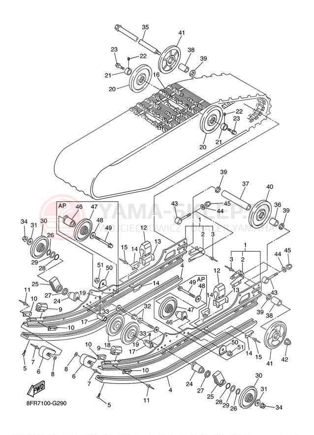 Schemat "Zawieszenie gąsiennicy" do Yamaha APEX_RTX RX10RTRYB/RX10RYR