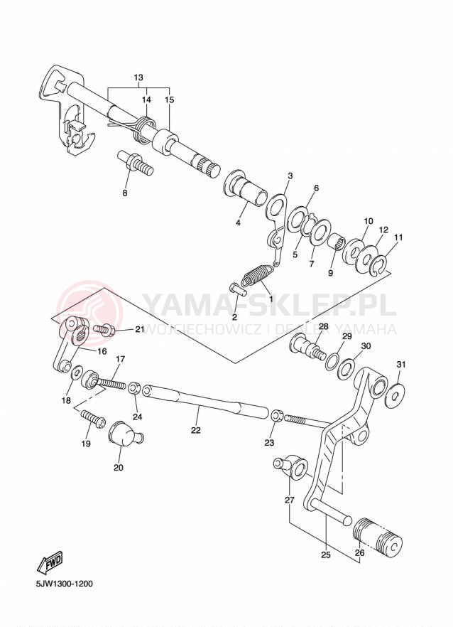 Schemat "Dźwignia zmiany biegów, wałek" do Yamaha FJR1300ES FJR13ESFC/FJR13ESF