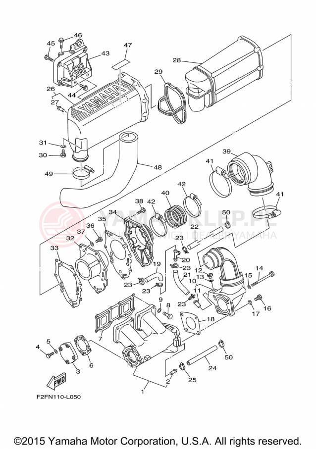 Schemat "wydech" do Yamaha WAVERUNNER SUPER JET SJ700BP