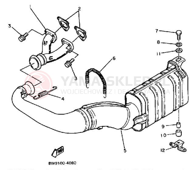Schemat "Wydech końcowy" do Yamaha EXCEL III EC340J