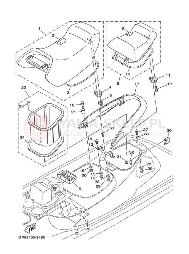 Schemat "Siedzenie i schowek" do Yamaha GP760 GP760Y