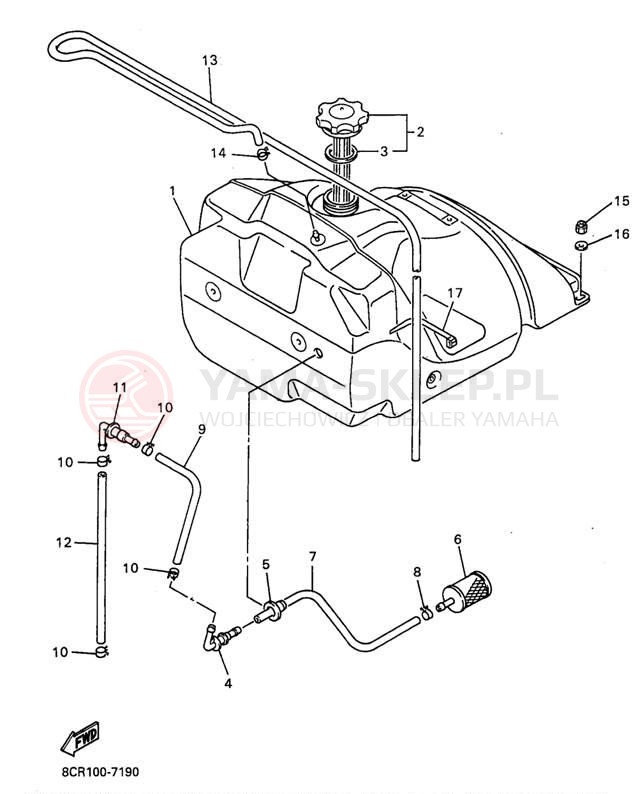 Schemat "zbiornik paliwa" do Yamaha VMAX 600 XT VX600XTA/VX500XTA