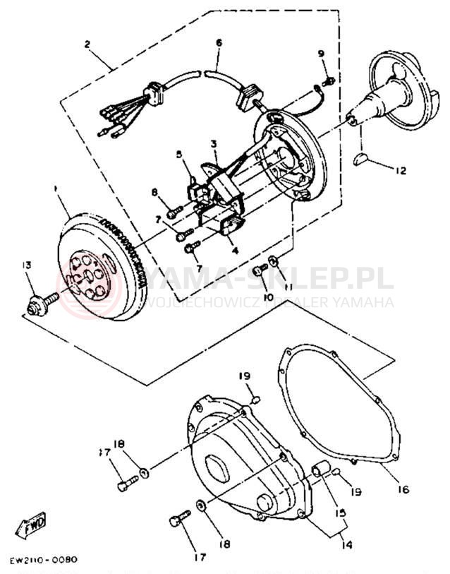 Schemat "prądnica" do Yamaha SUPER JET SJ650D