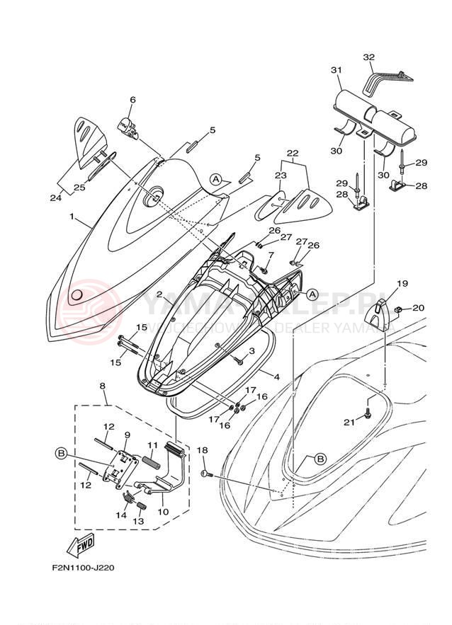 Schemat "ENGINE HATCH" do Yamaha WAVERUNNER VX SPORT VX1100CK