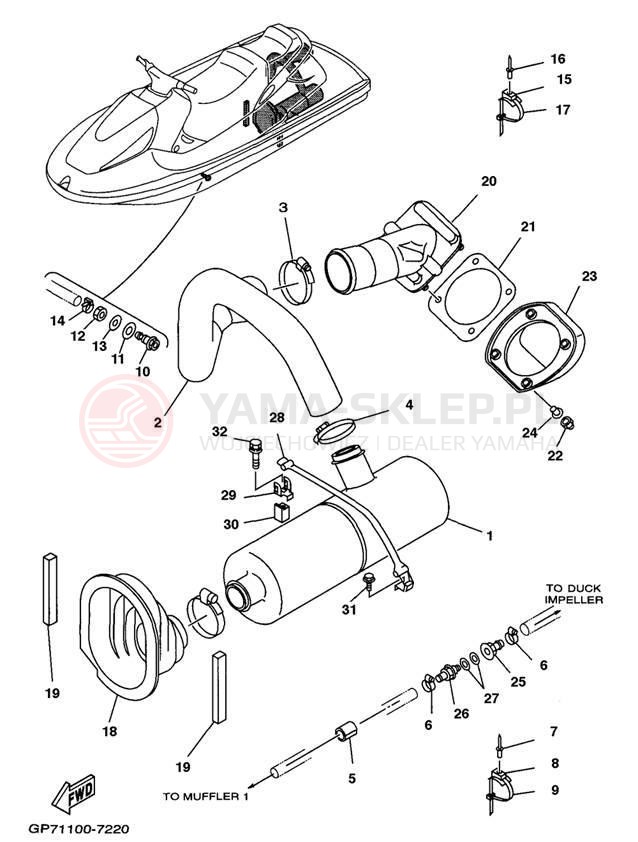 Schemat "Wydech końcowy" do Yamaha WAVE RUNNER GP760 GP760V