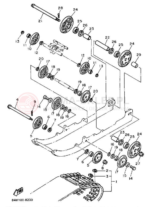 Schemat "Zawieszenie gąsiennicy" do Yamaha EXCITER EX570M