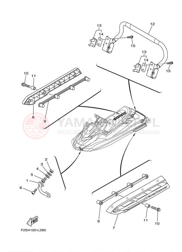 Schemat "HULL & DECK" do Yamaha WAVE RUNNER FX SHO FA1800L