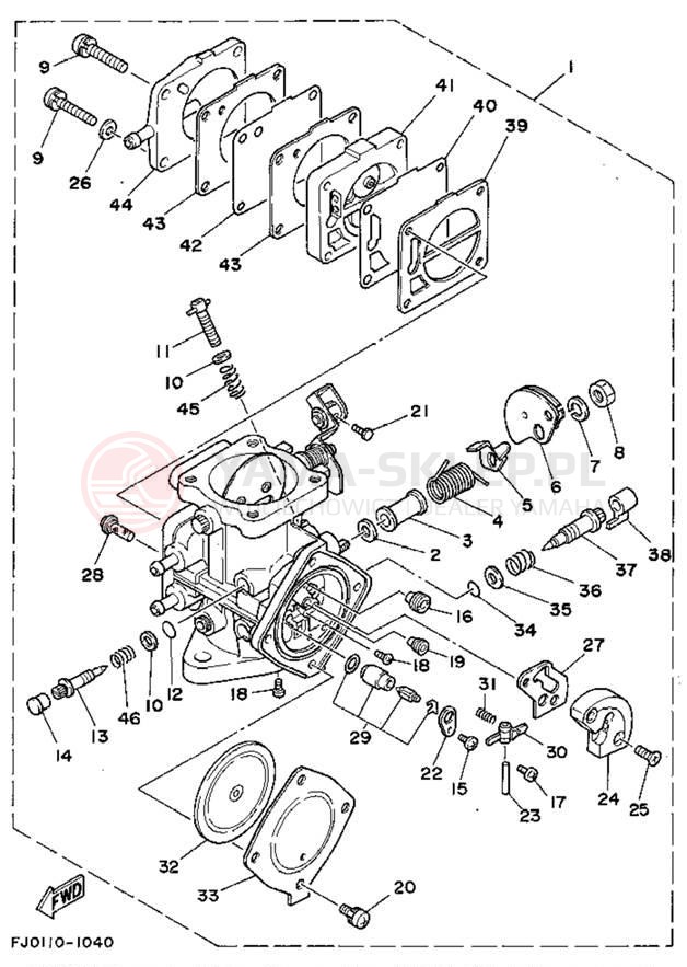 Schemat "Gaźnik" do Yamaha WAVE RUNNER III WRA650Q