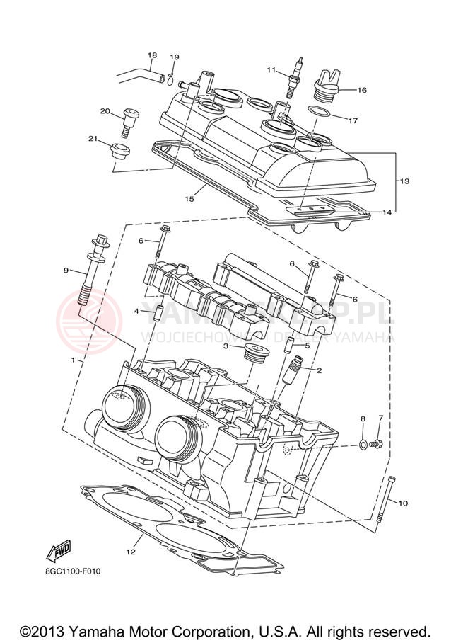 Schemat "głowica" do Yamaha PHAZER RTX PZ50RTZO/PZ50RTZB