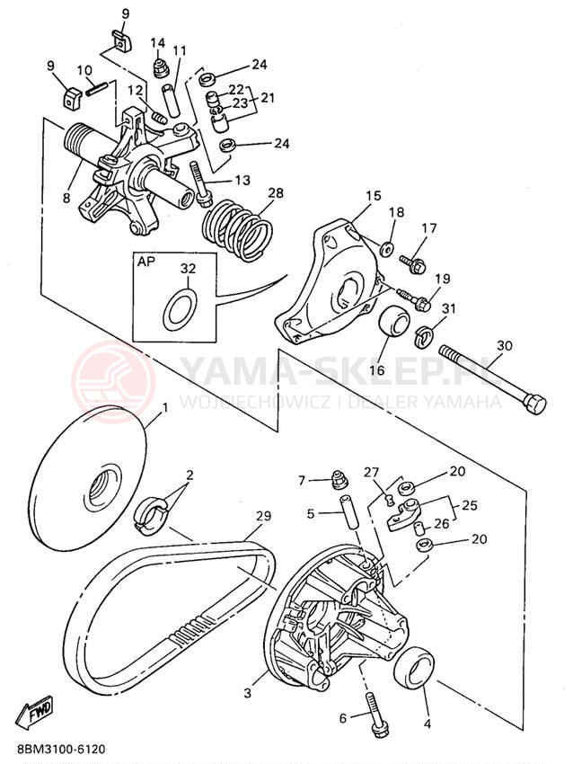 Schemat "PRIMARY SHEAVE" do Yamaha VENTURE XL VT480A