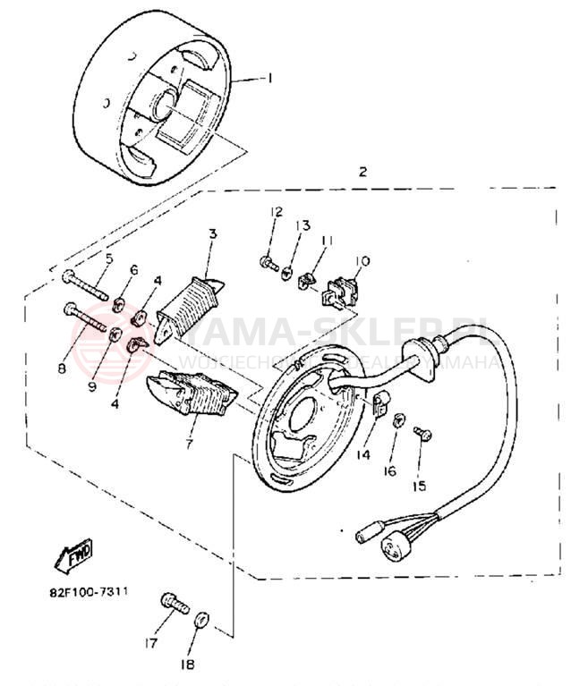 Schemat "prądnica" do Yamaha BRAVO LT (LONG TRACK) BR250TR