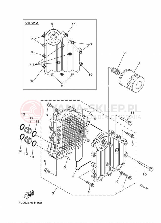 Schemat "Chłodnica oleju" do Yamaha 212SS XAT1800DP/XAT1800CP