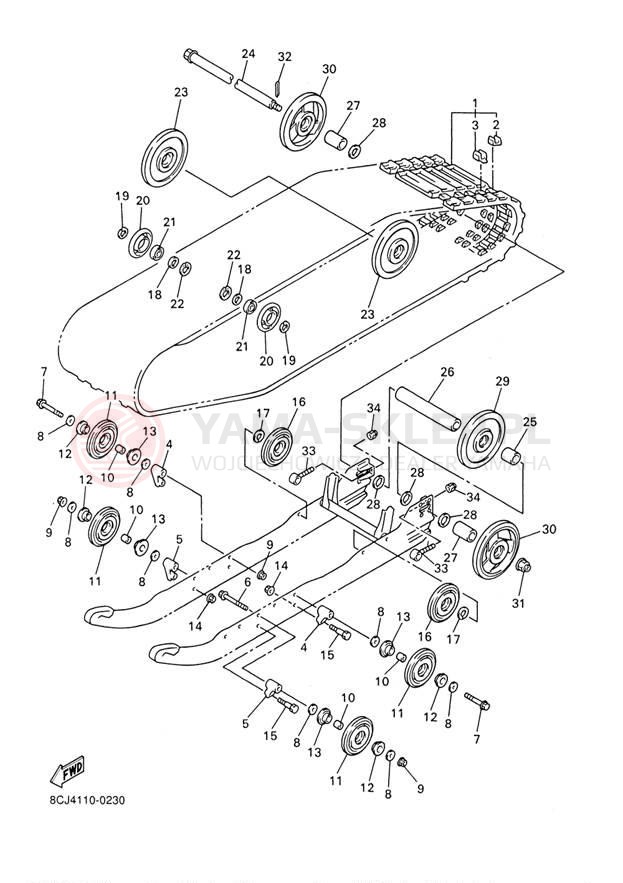 Schemat "Zawieszenie gąsiennicy" do Yamaha VMAX 500 VX500D