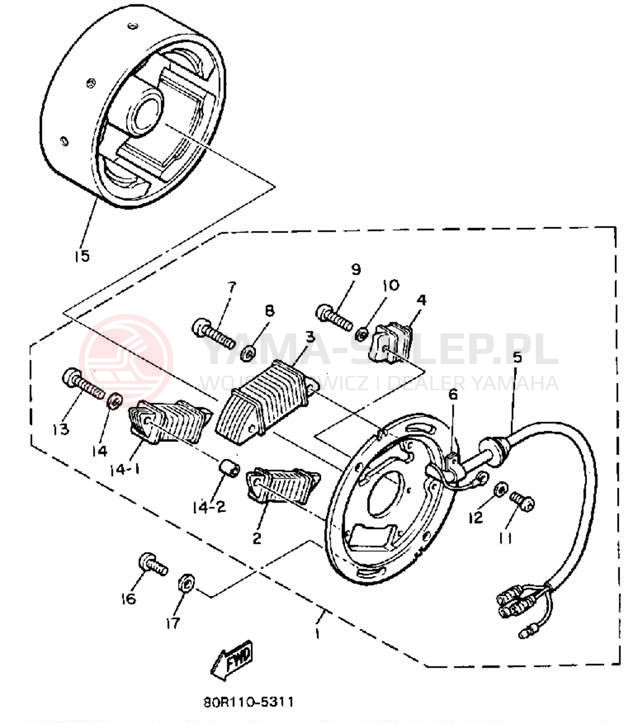 Schemat "prądnica" do Yamaha SS440 SS440J