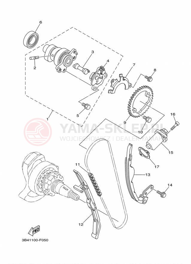 Schemat "Rozrząd - łańcuszek" do Yamaha GRIZZLY 4WD HUNTER YFM700DHFH