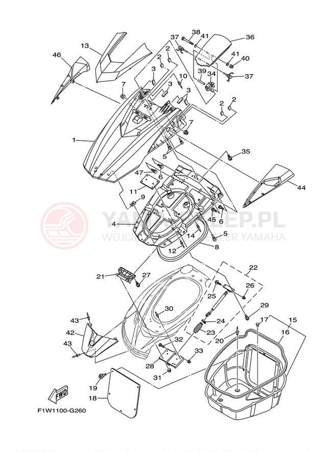 Schemat "ENGINE HATCH" do Yamaha (WAVERUNNER FX HO) FY1800H