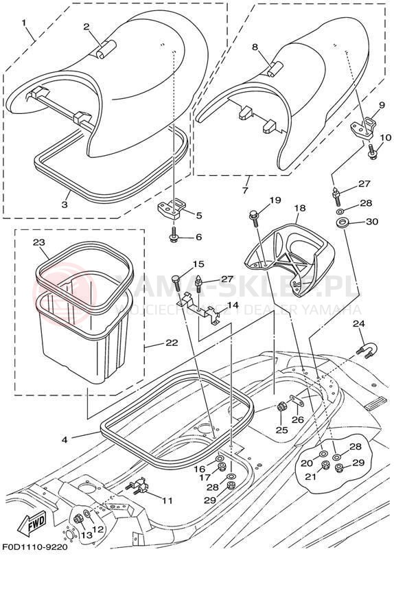 Schemat "siedzenie" do Yamaha WAVE RUNNER XL1200 LTD XA1200X